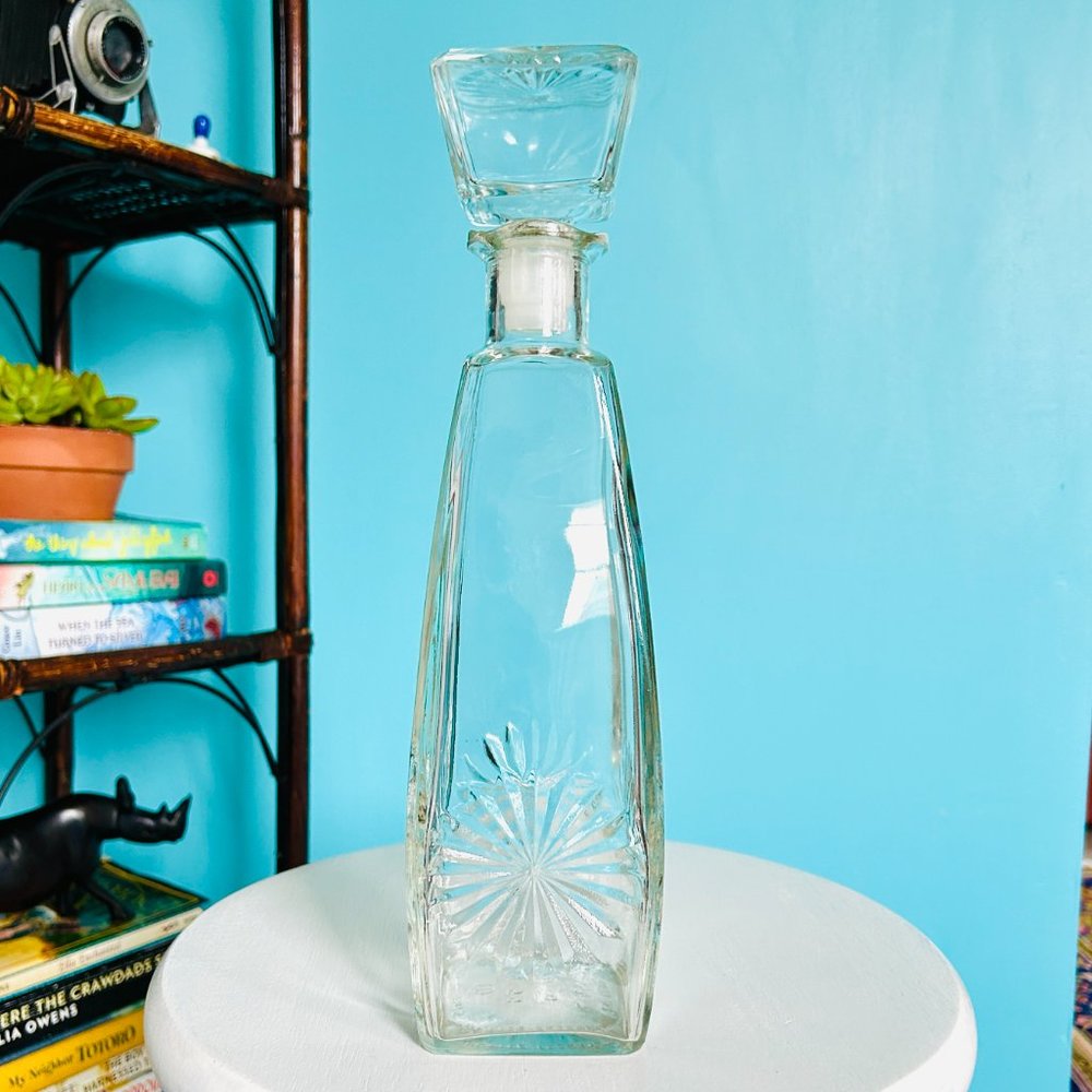 Vintage Mid Century Bourbon Glass Decanter w/ Stopper